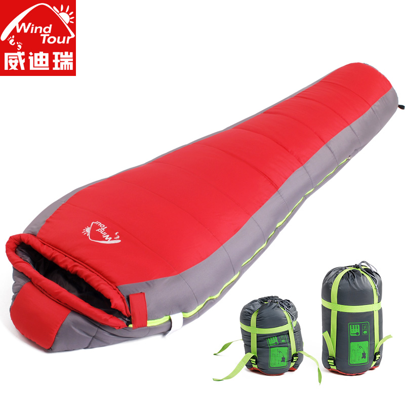 Weidi Rui sleeping bag autumn and winter adult models skin-friendly mummy-style sleeping bag outdoor new camping wearing cap lunch break sleeping bag