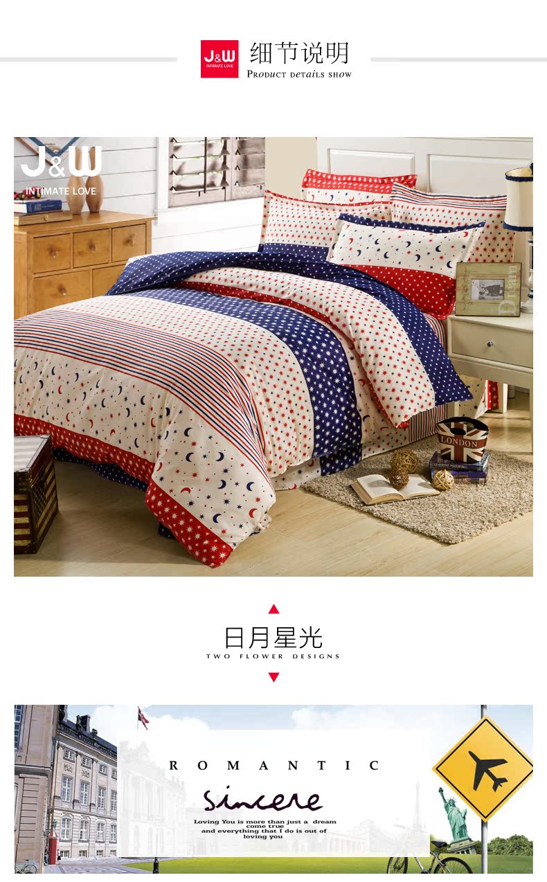 Thời trang sọc bông denim 1.8x2.2 2x2.3 2.2x2.4 m giường bông chăn - Bộ đồ giường bốn mảnh chăn ga tencel