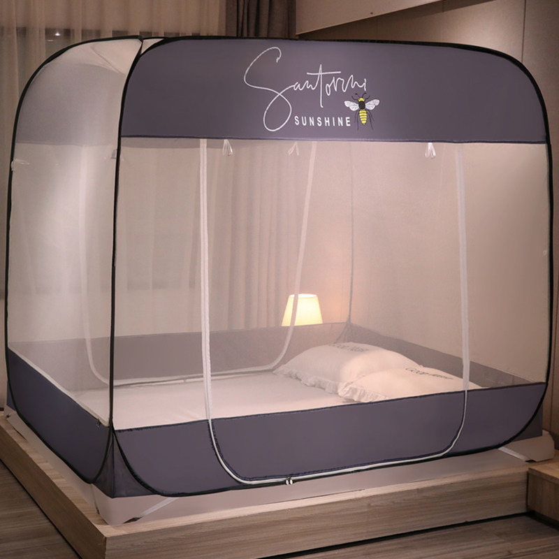 2022 new free-to-install mosquito net All-bottom baby children anti-fall to reinforce Mongolian bag sleeping hikes can be folded