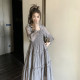 French style light familiar style square collar dress women's early autumn 2023 new design sense niche age reduction temperament long skirt