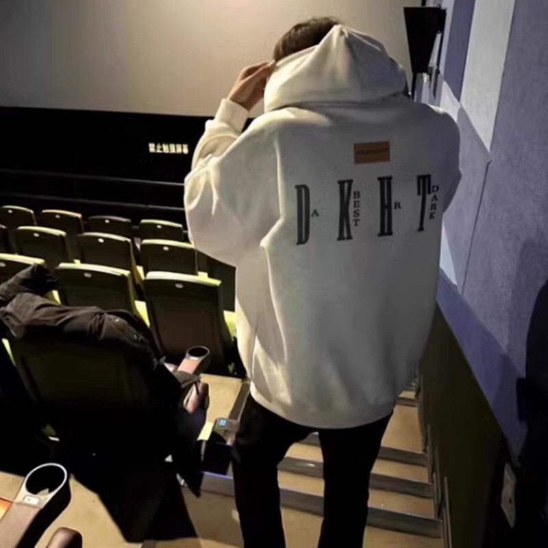 126Kid American-Style Oversized Hooded Sweatshirt Jacket for Men 2024 Autumn and Winter New Couple Style Dkht Hoodie
