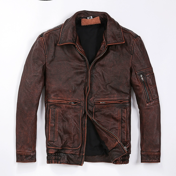 Công nghiệp nặng retro cũ Ami lớp da bò đầu tiên quần áo nam tự tu dưỡng áo khoác áo khoác cỡ lớn quần áo nam