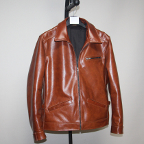 Crystal bofacial headlayer Cow Leather Genuine Leather Leather Clothing Male body Short Flap Brown Casual Youth Jacket Jacket C5