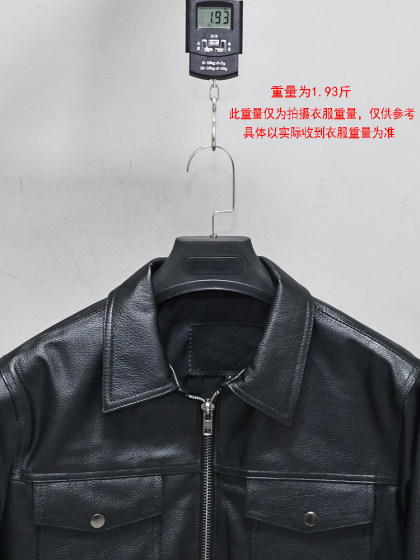 纳帕头层软牛皮真皮皮衣男修身短款翻领休闲牛仔夹克青年外套戈