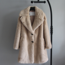 Cabbage price clearance teddy bear imitation leather fur one-piece female slim mid-length thickened warm winter wind coat jacket