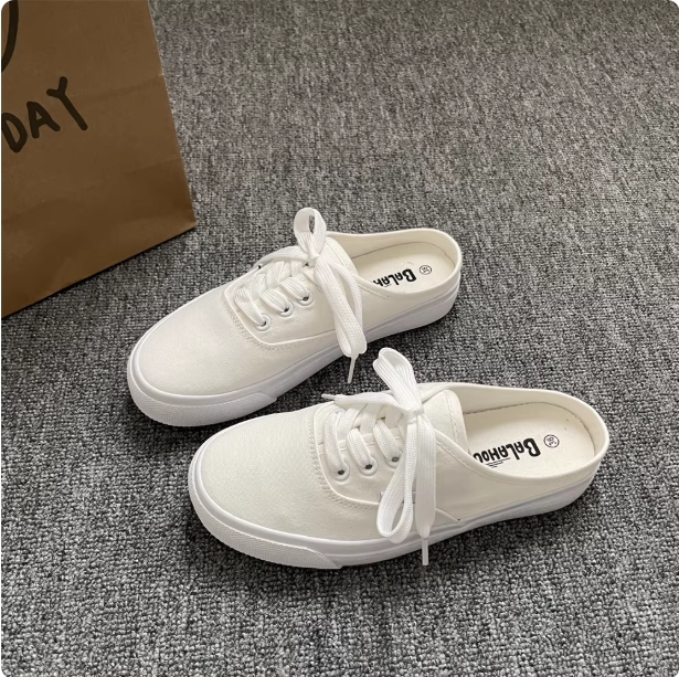 France 2026 Summer Slip-On Canvas Shoes for Women Anaheim Sneakers Without Heel Half-Slip White Shoes