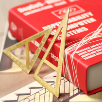 Retro brass ruler set triangle half circle protractor ruler private custom gift stationery custom lettering