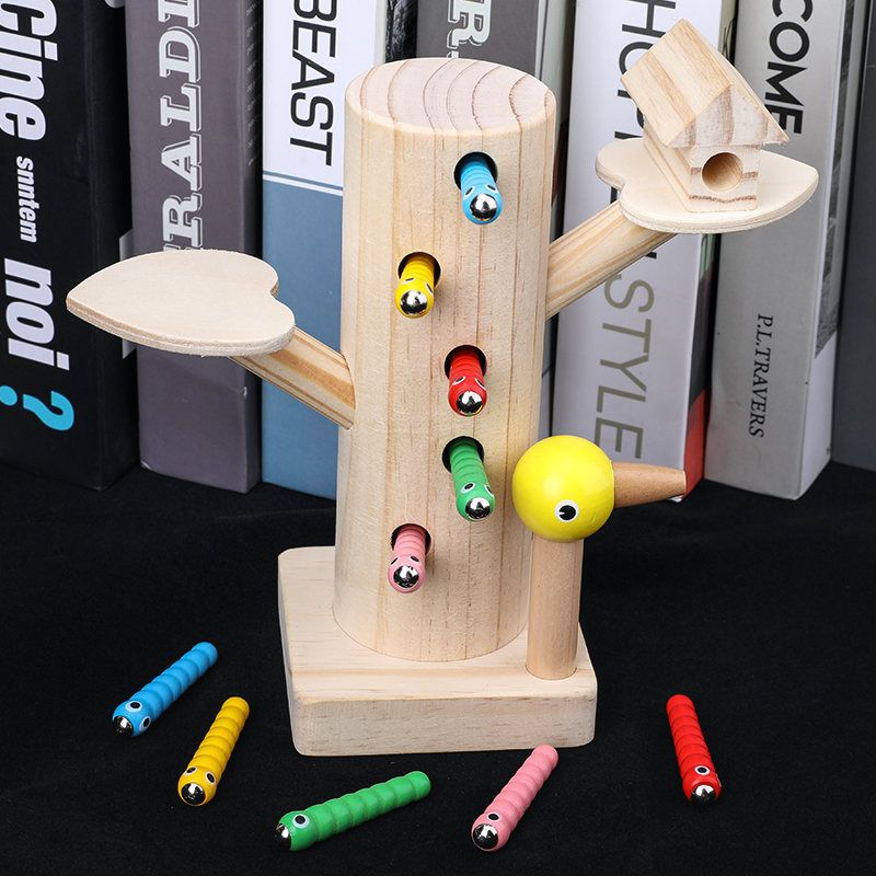 Early education educational toys wooden insect catching game exercise hand-eye coordination concentration 2-3-4 years old boys and girls