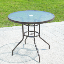 Outdoor balcony tempered glass roundtable table reception coffee table household table with tableSingle sell modern simplicity