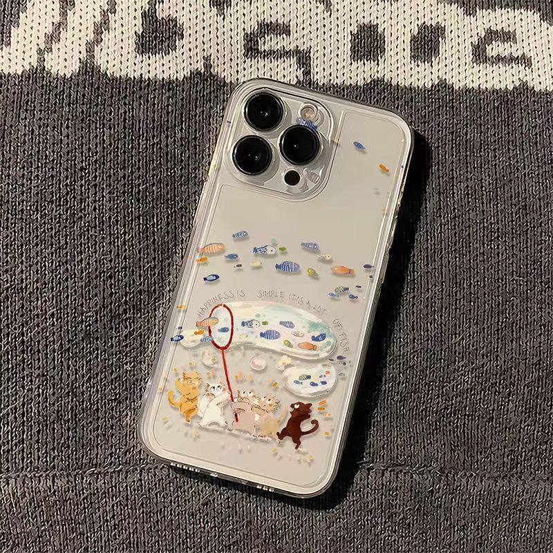 Fishing Cat-Themed Phone Case Suitable for Apple 16, iPhone 15 Pro Max, 14, 13, 12, 11, Huawei Honor 60, New Oppo Reno 8, Xiaomi 17, Redmi, Vivo Y76S/X80/X90