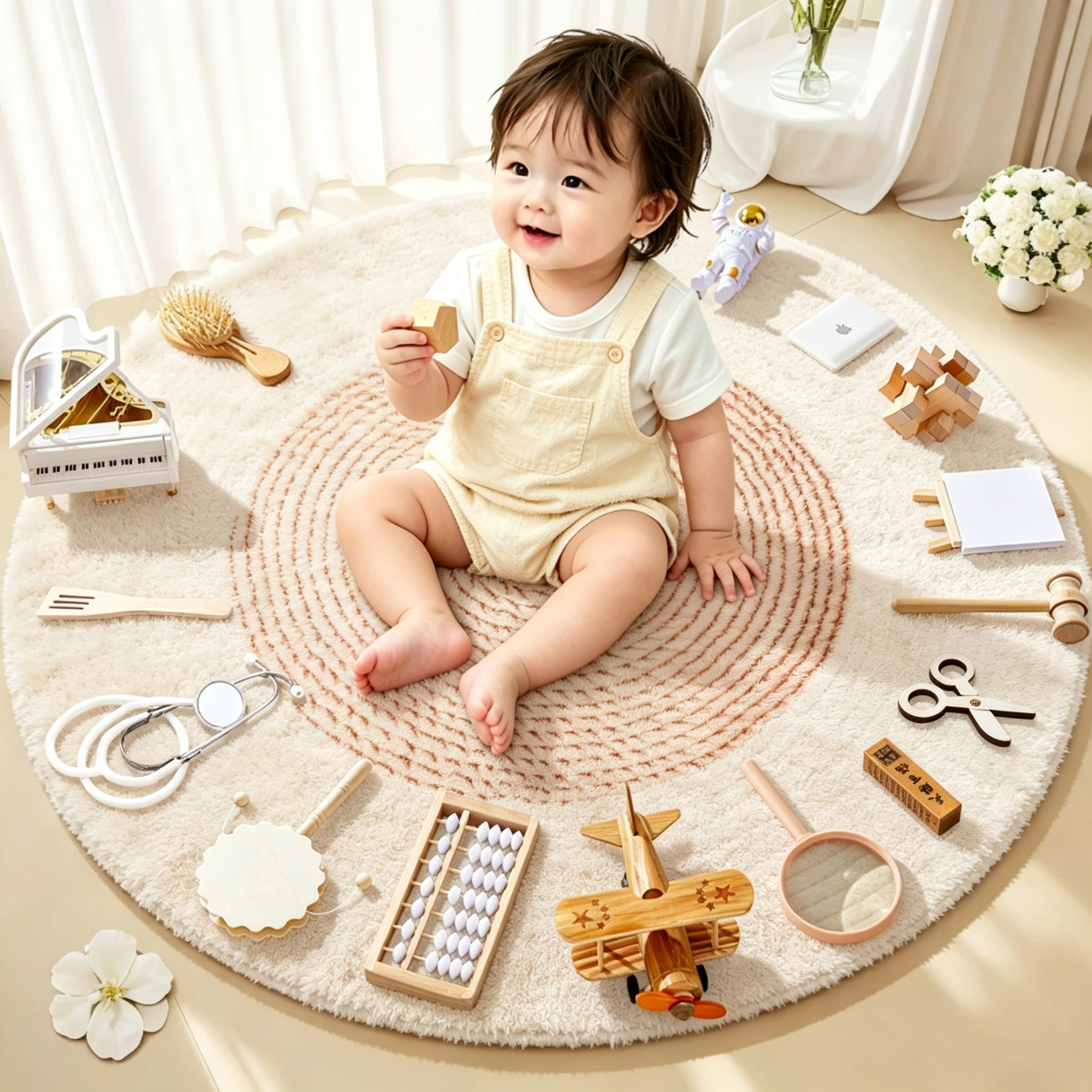 One-year-old baby scratching supplies one-year-old suit for boys and girls with modern props and a full set of log scratching carpets