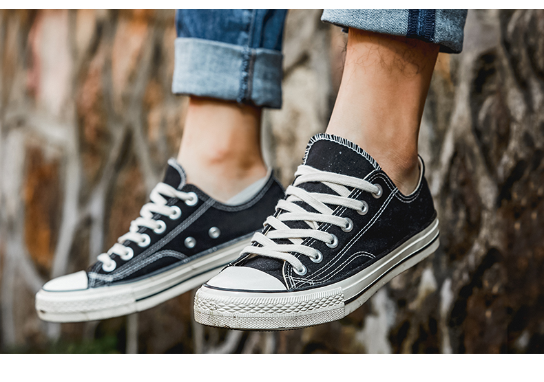Kéo lại giày nam giày vải 2019 mùa thu cổ điển màu vàng retro giày vải đôi mẫu giày bình thường giày nam - Plimsolls top giày sneaker nam