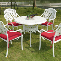 White outdoor dining room Terrace table and chair Patio outside table Sales office Negotiation table and chair Terrace Villa Wrought iron table