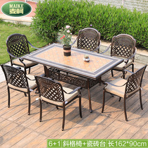 Outdoor open air table and chairs courtyard Cast aluminium table and chairs Leisure villa Pavilion Garden Outdoor Marble Table Chairs