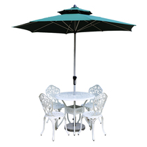 Outdoor Hemp Point White Dining Table And Chairs Table And Chairs With Umbrella Outdoor Balcony Garden Cast Aluminum Furniture Round Umbrella Square Table