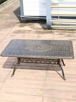 Outdoor dining table 6 people Outdoor all aluminum table and chair Tea table Tile square table Outdoor aluminum rectangular balcony table