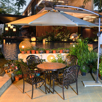 Outdoor cast aluminium Bauer dining table and chairs Combined outdoor leisure furniture Courtyard Garden Villa Iron Art Eurostyle Marble