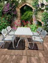 Outdoor Table And Chairs White Courtyard Garden Cast Aluminum Leisure Outdoor Villa Iron Art Yangtai Iron Art Table And Chairs Three-Five Pieces