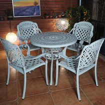 Eurostyle balcony white table and chairs combined outdoor leisure patio iron art open aluminum alloy outdoor waterproof sunscreen