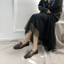 Chic phong cách Hàn Quốc retro kim loại khóa vuông đầu thấp với Anh mùa thu và mùa đông giày thấp đế mềm Giày nữ
