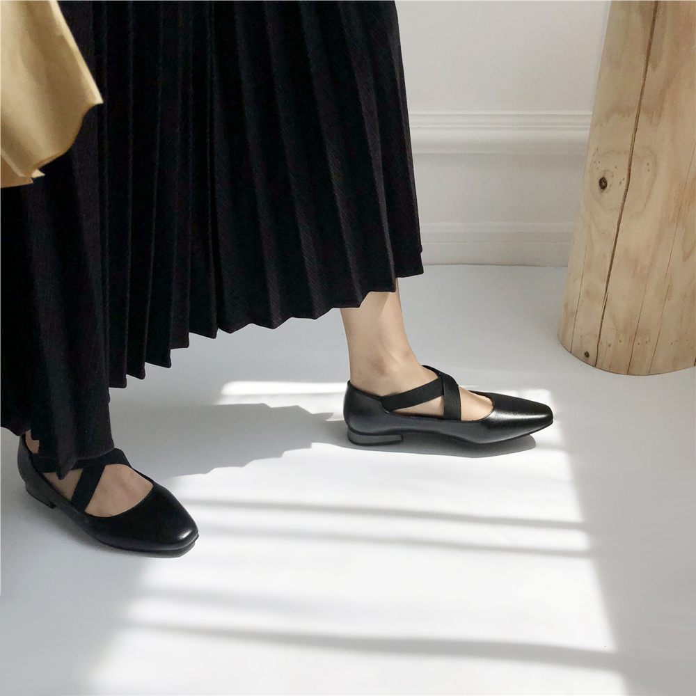 Phiên bản Hàn Quốc của gió Anh retro retro thiết kế chéo gỗ rắn với giày thấp mùa thu và mùa đông mới giày đơn nữ giày đẹp