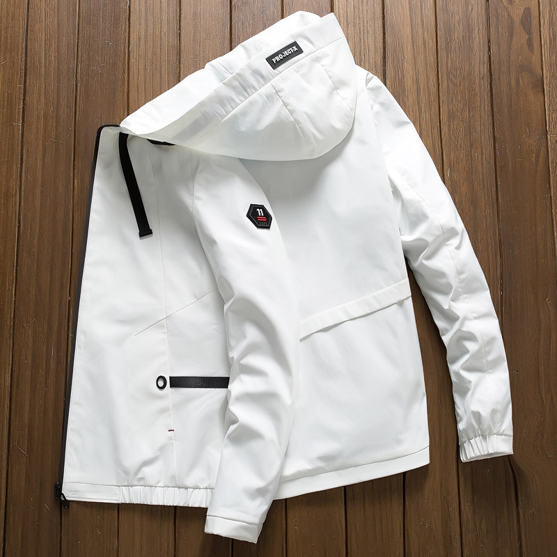 Hold Hang Casual Jacket Men's Spring Autumn Season Youth Han Version Sashimi Manhood boys Lieven cap Chauded Thin Jacket Tooling