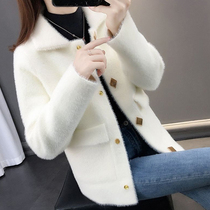 Imitation Waterless Thickened Jacket Lady Sweater 2022 Spring Autumn Winter New Knit Cardiovert Loose 100 Hitch