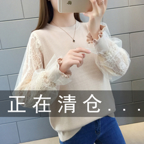 Womens sweaters 2021 spring and autumn new explosion womens knitted base shirt thin hollow loose short top tide