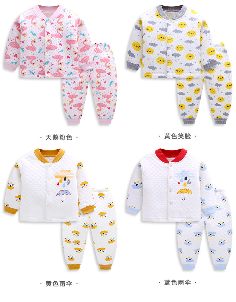 Bộ đồ lót cotton cho bé dày 0-1 3 trẻ sơ sinh xuân hè thu quần áo ấm cho bé quần áo mùa thu ao lot tre em