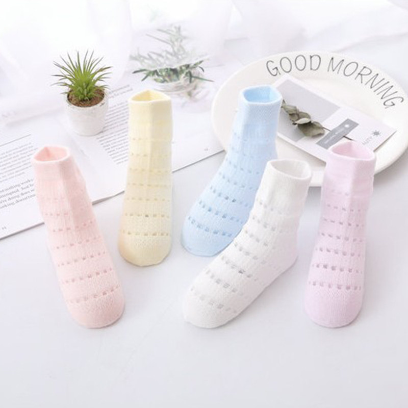 Children's socks summer thin boys and girls summer mesh breathable children baby cotton socks spring and summer socks 5 pairs