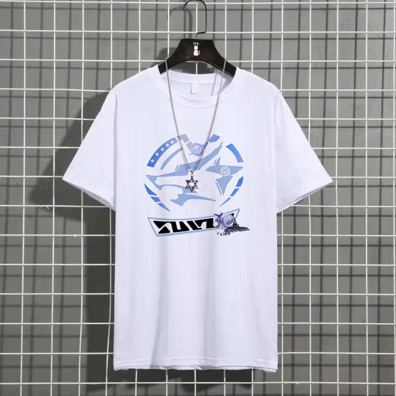 Star Rail Merchandise Short-Sleeve T-Shirt for Men, Personalized Print, Versatile for Students and Teenagers, Fireworks Anime Silver Wolf Top