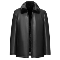 Imported deerskin genuine leather jacket for men whole mink mink lining nikon short lapel fur coat fur integrated