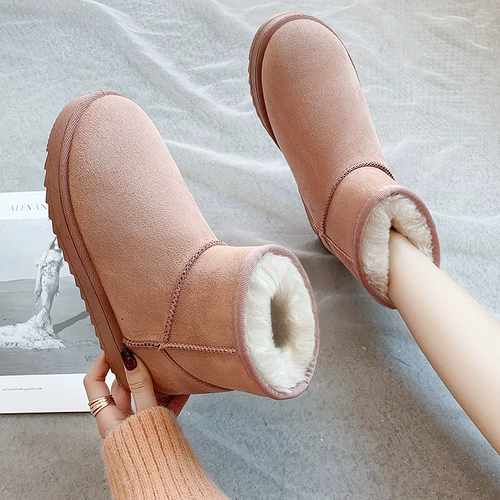 Демисезонные флисовые удерживающие тепло нескользящие лыжные модные короткие сапоги, обувь, городской стиль