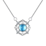 Синяя подвеска, брендовое ожерелье, цепочка до ключиц, подарок на день рождения, серебро 925 пробы, легкий роскошный стиль