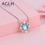 Синяя подвеска, брендовое ожерелье, цепочка до ключиц, подарок на день рождения, серебро 925 пробы, легкий роскошный стиль