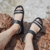 2019 sandal nam mới bằng da nam phiên bản Hàn Quốc của xu hướng mềm mại mùa hè xu hướng đôi thường sử dụng dép và dép rỗng - Sandal