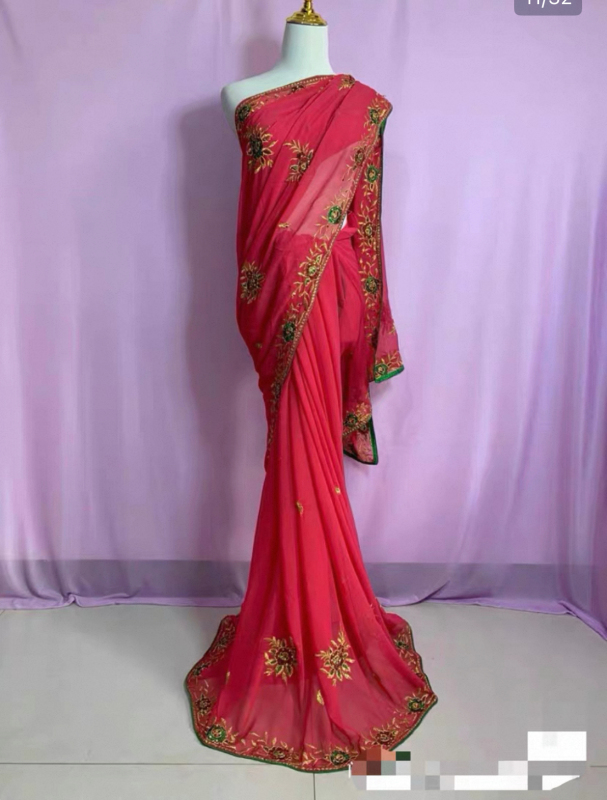 Brand New Indian 6m Chiffon Embroidered Saree Dress for Nepal and Thailand Travel Photography, Parties, Performances, and Dance Brand New Indian 6m Chiffon Embroidered Saree Dress for Nepal and Thailand Travel Photography, Parties, Performances, and Dance