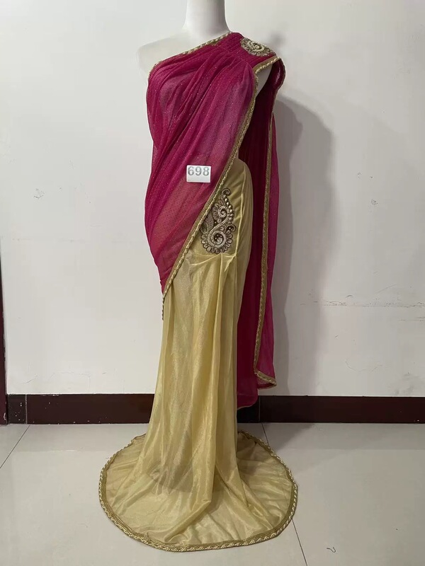 Imported from India, 6m Grand Sarees with Unique City-Style Aesthetics for Vacation Photoshoots, Dance Photoshoots, Parties, and Bridesmaids' Long Dresses