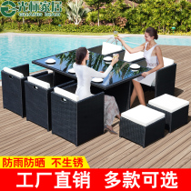 Outdoor Rattan Chairs Combined Provincial Space Weaving Leisure Hotel Restaurant Dining Table And Chairs TABLE AND CHAIRS TEA TABLE COMBINED HOUSEHOLD