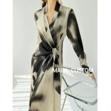 Платье, весенний лонгслив, осенняя длинная юбка, китайский стиль, в цветочек, городской стиль, изысканный стиль