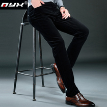 Autumn and winter thick corduroy casual pants mens Korean slim business mens pants mens small feet straight trousers