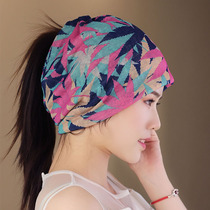 Autumn multi-use head towel hat Lady Moon hat bald head air conditioning cap neck cover ponytail thin pile cap breathable tide