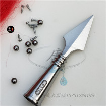 Stainless steel gun head White wax rod gun Childrens red tassel gun Big gun spear Tai Chi gun Martial arts gun Performance gun Overlord gun