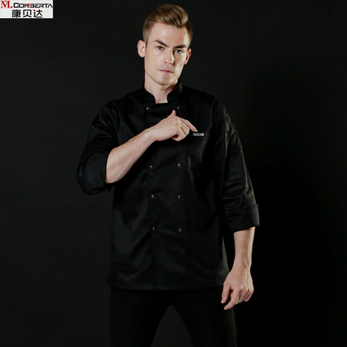 Рабочая одежда старшего шеф-повара для мужчин осенью и зимней с длинными рукавами Black Hotel Western Restaurant Restaurant Catering Restaurant Restaur