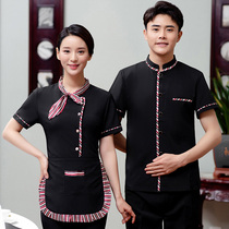 Catering waiters overalls Short-sleeved Chinese hot pot restaurant overalls Summer outfit Chinese restaurant Teahouse hotel uniforms