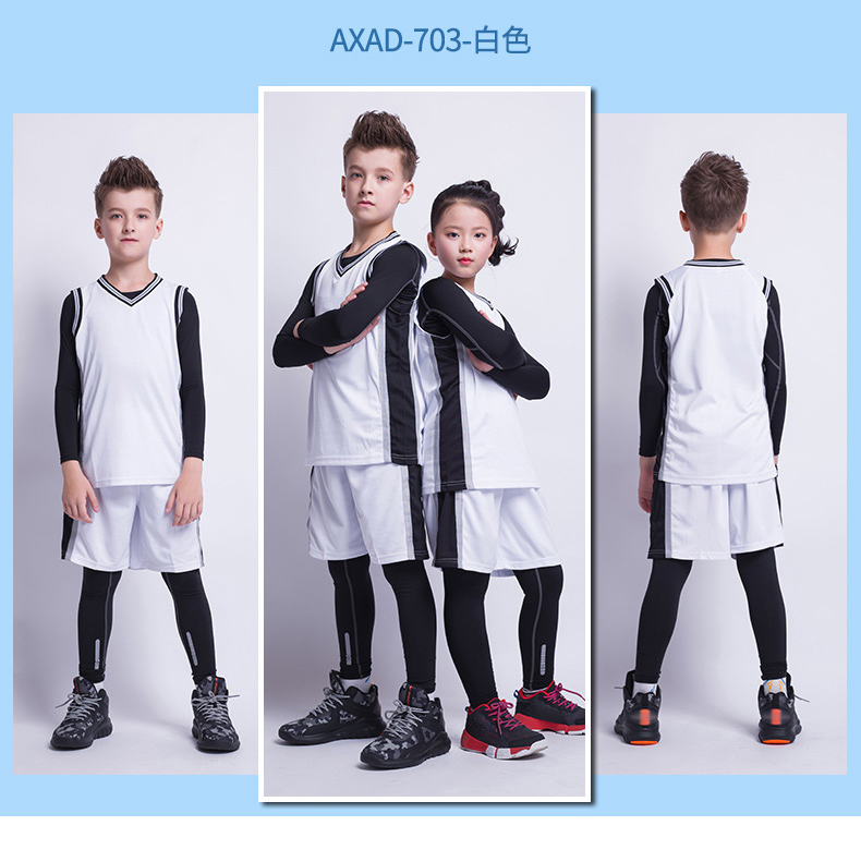 Quần áo bóng rổ trẻ em phù hợp với nam giới thể thao bốn mảnh phù hợp với áo chặt chẽ của học sinh thi đào tạo quần áo đồng phục đội in quả bóng rổ nike chính hãng