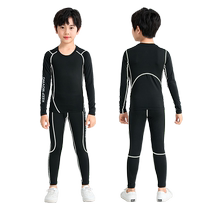 Childrens football tights training clothes autumn and winter sports suits elastic basketball plus velvet bottoming clothes mens fitness jerseys