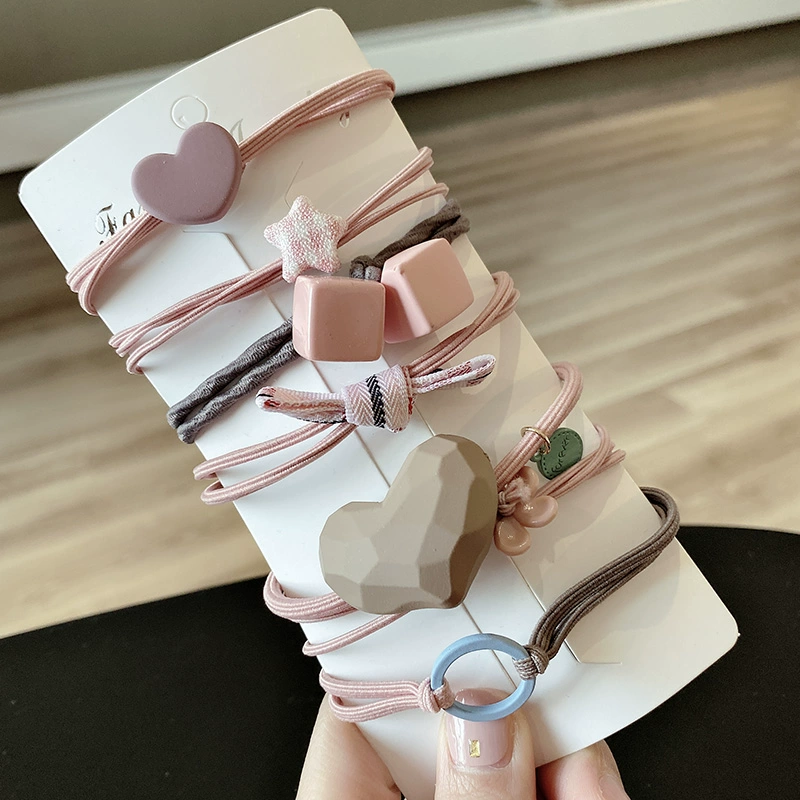 Dây buộc tóc lưới màu đỏ buộc tóc dây cao su dây tóc nữ đơn giản bóng đầu quầy hàng dễ thương vòng cài tóc - Phụ kiện tóc