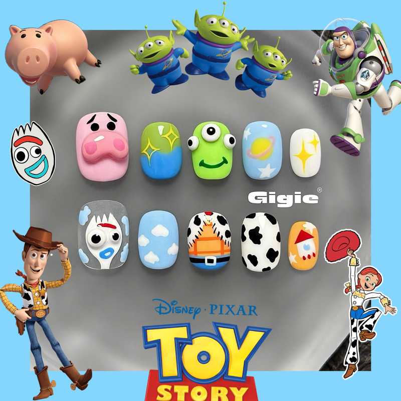 Gigi Nail Art Studio Toy Story 3D Hand-Painted Wearable Nails Cute Cartoon Buzz Lightyear Disney Nail Art