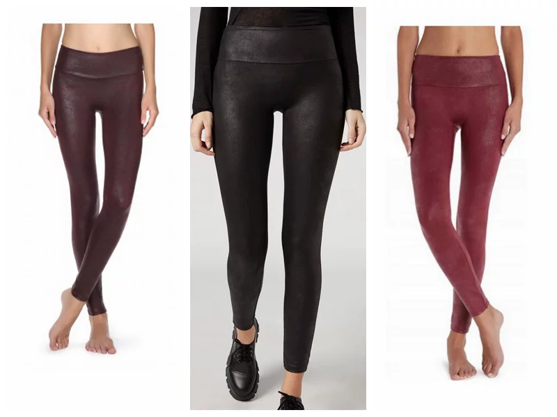 Итальянская Calzedonia многоцветная формирующая кожаный эффект высокоэластичные обтягивающие штаны MODP0793